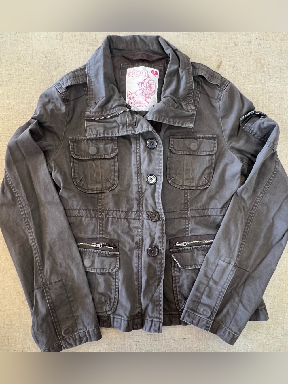 dear olive green utility jacket
